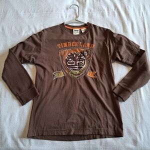 Timberland boys size Medium or 12-14, brown long sleeved shirt